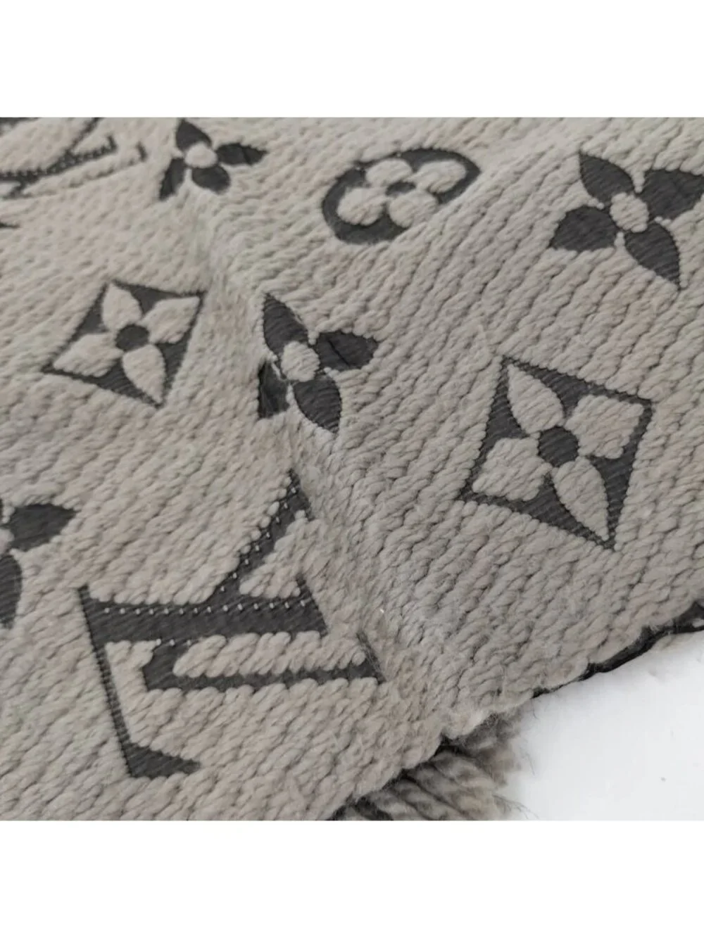 Louis Vuitton Scarf Escherve Logo Mania Wool Silk Light Gray